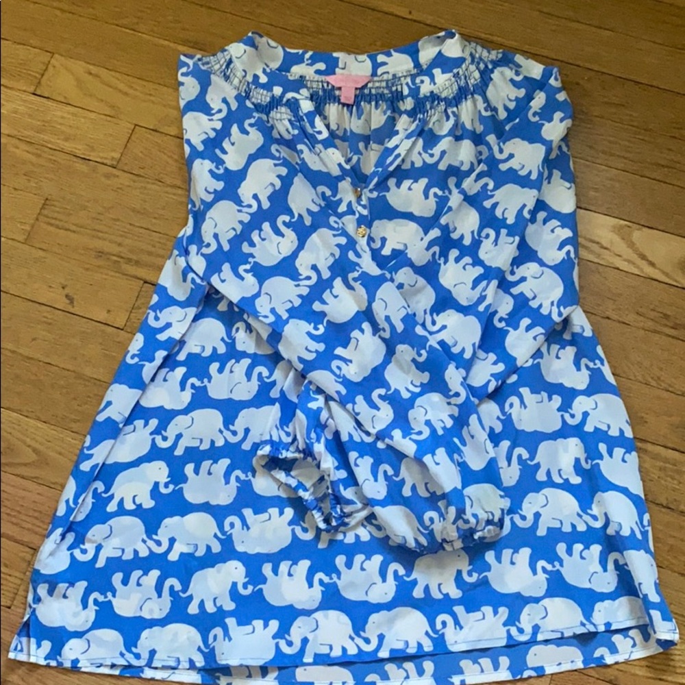 Long sleeve silk elephant blouse